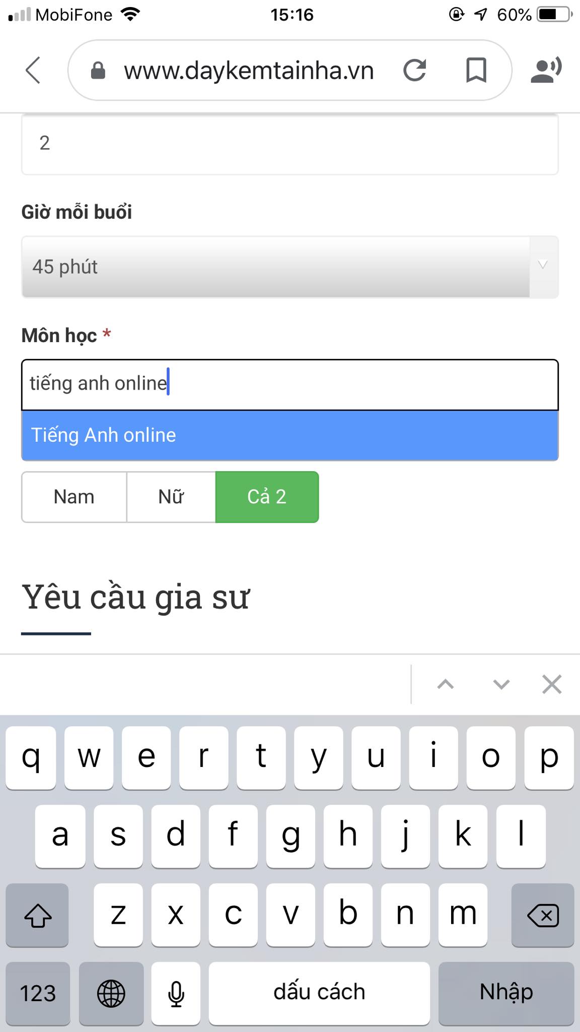 Học phí tiếng Anh Online